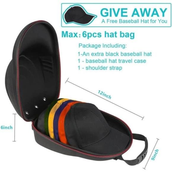 Hard Hat Case for Baseball Caps,Hat Carrier Travel Case with Black Baseball Cap - Picture 4 of 7